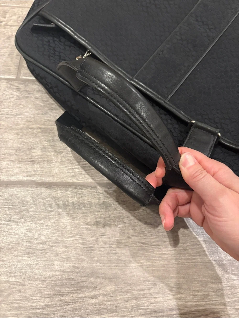Coach Black Signature Canvas Laptop Bag with Leather Handles